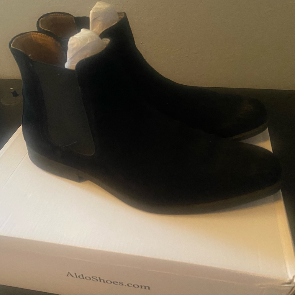 Aldo Classic Black Suede Ankle Boots